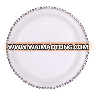 Silver And Gold Beaded Cheap Glass Charger Plate For Wedding For Dinner